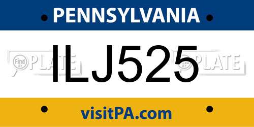 ILJ525 Pennsylvania License Plate
