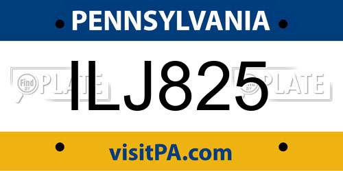 ILJ825 Pennsylvania License Plate