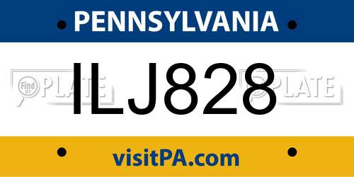 ILJ828 Pennsylvania License Plate