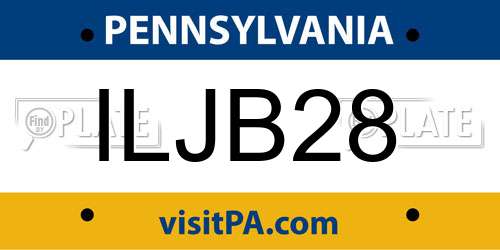 ILJB28 Pennsylvania License Plate