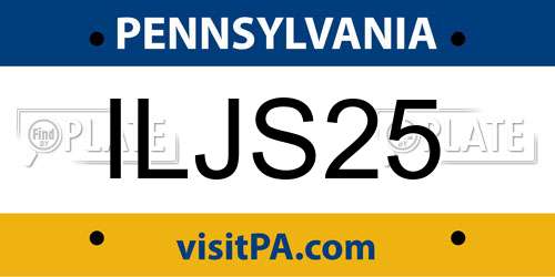 ILJS25 Pennsylvania License Plate