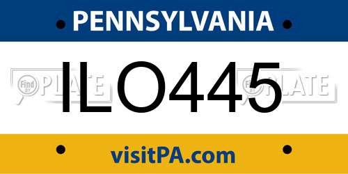 ILO445 Pennsylvania License Plate