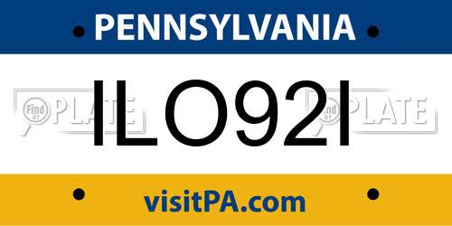 ILO92I Pennsylvania License Plate