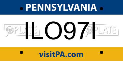 ILO97I Pennsylvania License Plate