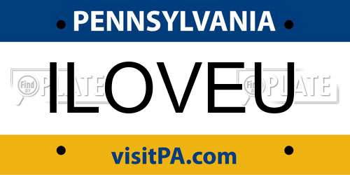 ILOVEU Pennsylvania License Plate