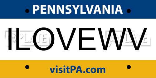 ILOVEWV Pennsylvania License Plate