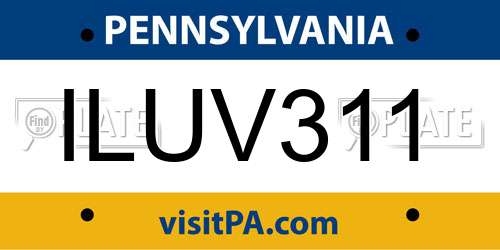 ILUV311 Pennsylvania License Plate