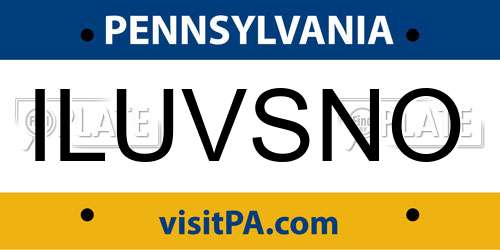 ILUVSNO Pennsylvania License Plate