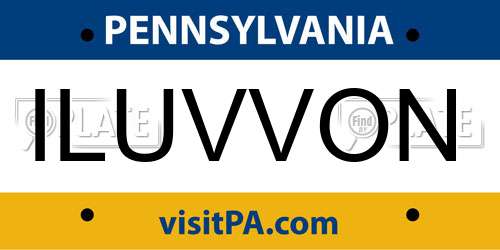 ILUVVON Pennsylvania License Plate