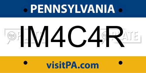 IM4C4R Pennsylvania License Plate