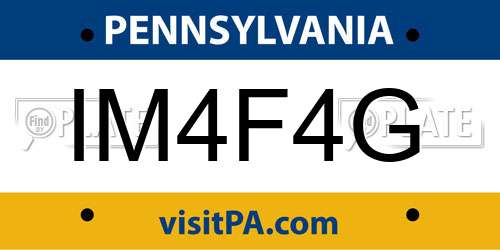 IM4F4G Pennsylvania License Plate