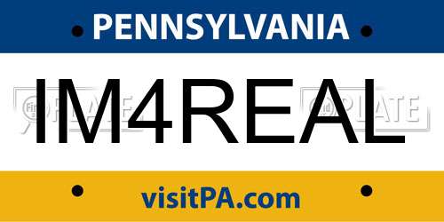IM4REAL Pennsylvania License Plate