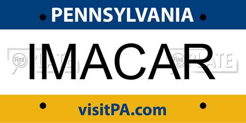 IMACAR Pennsylvania License Plate