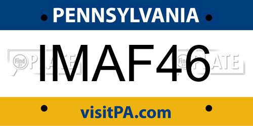 IMAF46 Pennsylvania License Plate