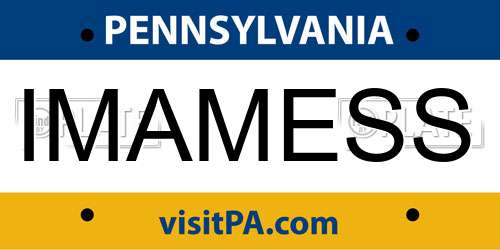 IMAMESS Pennsylvania License Plate