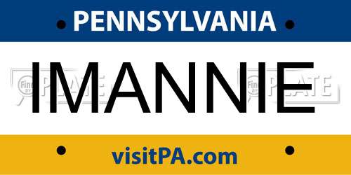 IMANNIE Pennsylvania License Plate