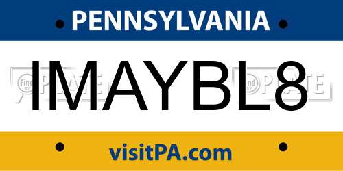 IMAYBL8 Pennsylvania License Plate