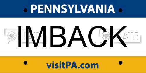 IMBACK Pennsylvania License Plate