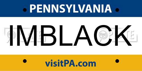 IMBLACK Pennsylvania License Plate