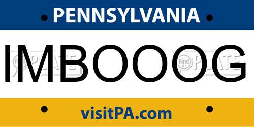 IMBOOOG Pennsylvania License Plate
