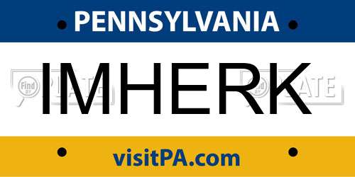 IMHERK Pennsylvania License Plate