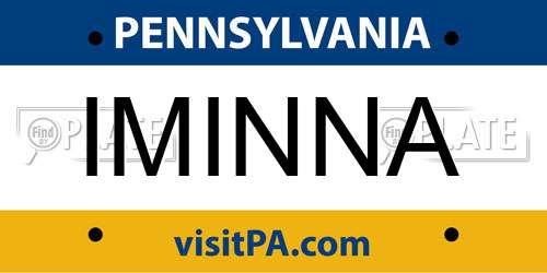 IMINNA Pennsylvania License Plate