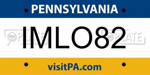 IMLO82 Pennsylvania License Plate