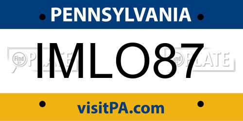 IMLO87 Pennsylvania License Plate