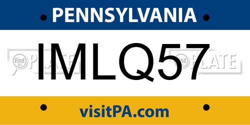 IMLQ57 Pennsylvania License Plate