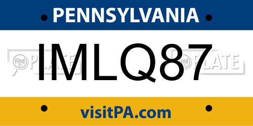 IMLQ87 Pennsylvania License Plate