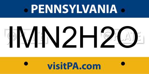 IMN2H2O Pennsylvania License Plate