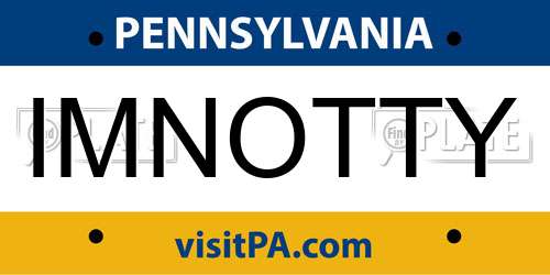 IMNOTTY Pennsylvania License Plate