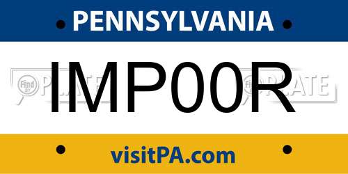 IMP00R Pennsylvania License Plate