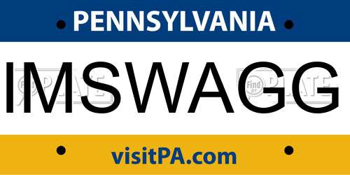 IMSWAGG Pennsylvania License Plate