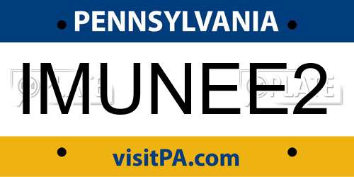 IMUNEE2 Pennsylvania License Plate