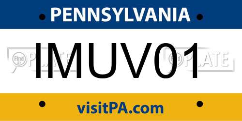 IMUV01 Pennsylvania License Plate