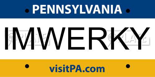 IMWERKY Pennsylvania License Plate