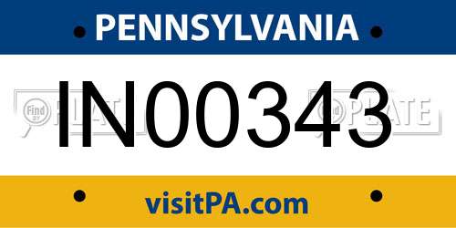 IN00343 Pennsylvania License Plate