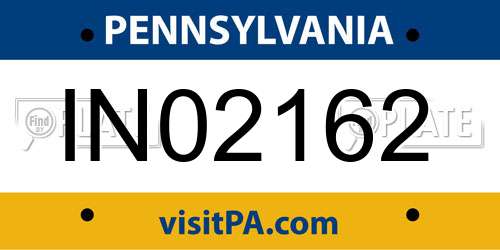 IN02162 Pennsylvania License Plate