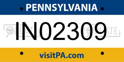 IN02309 Pennsylvania License Plate
