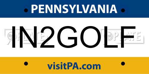 IN2GOLF Pennsylvania License Plate