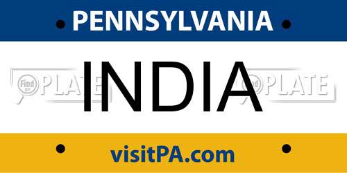 INDIA Pennsylvania License Plate