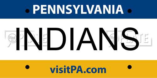 INDIANS Pennsylvania License Plate