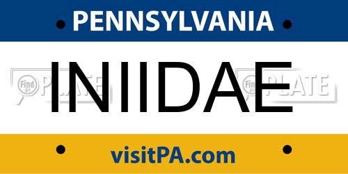 INIIDAE Pennsylvania License Plate