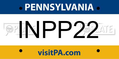INPP22 Pennsylvania License Plate