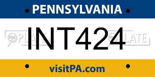 INT424 Pennsylvania License Plate