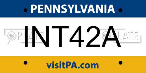INT42A Pennsylvania License Plate