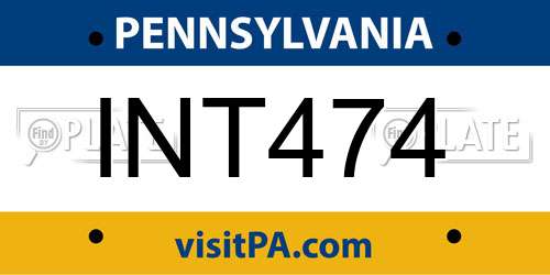 INT474 Pennsylvania License Plate