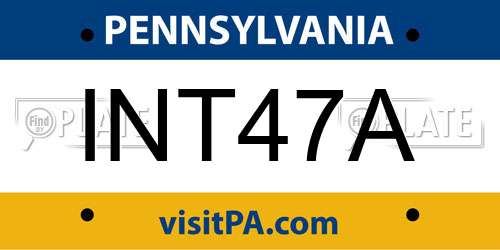 INT47A Pennsylvania License Plate