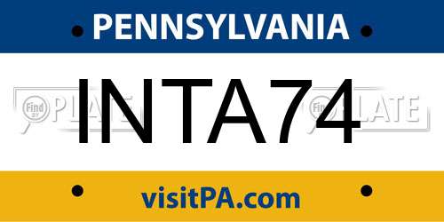 INTA74 Pennsylvania License Plate